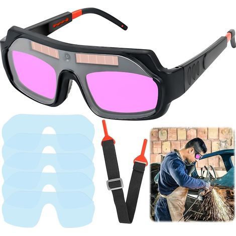Occhiali da saldatura, occhiali da saldatura auto-oscuranti a energia solare, occhiali da saldatura regolabili, accessori per saldatura, occhiali da saldatura antiriflesso per la protezione durante la (1/5)