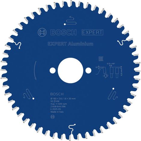 Bosch EXPERT Aluminium Circular Saw Blade 165 x 2.6/1.6 x 30 mm T52 2608644096