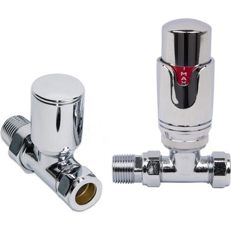 Warmehaus Thermostatic Radiator Valve Pack Straight Chrome