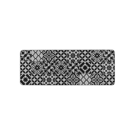Tapis d'entrée d'intérieur rectangle tissé à imprimé mosaïque "Bizancia" - Noir/Gris - 45 x 120 cm - Livraison gratuite (1/3)