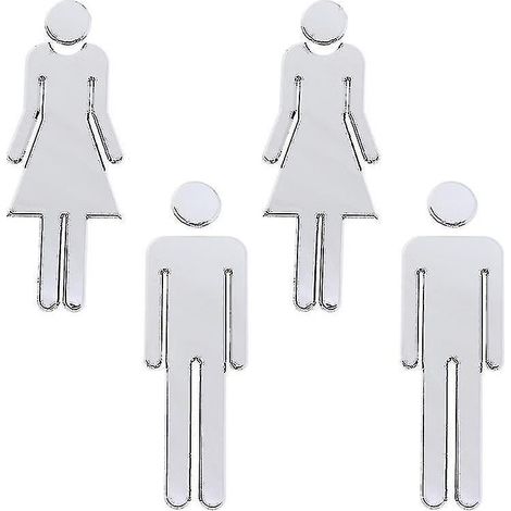 Panneaux d'identification argentés 12 cm/20 cm, lot de 4, autocollants, pour toilettes hommes et femmes - 20 cm (2 paires) (1/5)