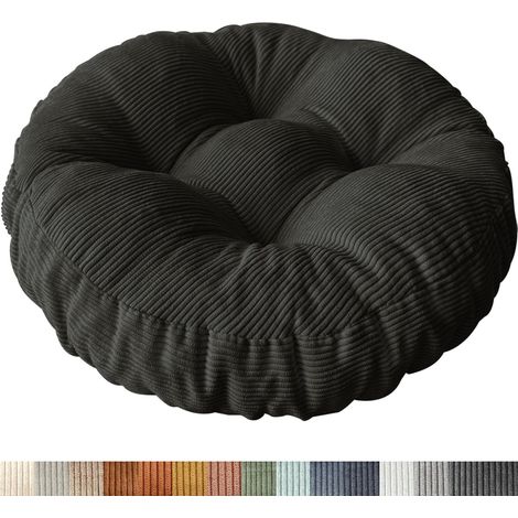 Coussin de chaise rond, 30x30 cm antidérapant, coussin de siège lavable confortable, coussin de 6 cm d'épaisseur en tissu corduroy lavable, pour cuisine intérieure, jardin, chaises en bois (1/5)