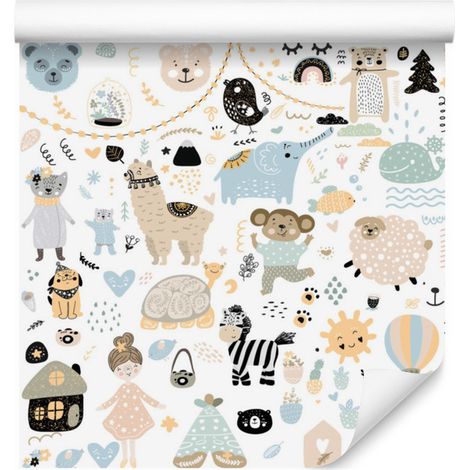 Papel pintado de animales de estilo escandinavo para salón y dormitorio, 50x1000 cm. (1/5)
