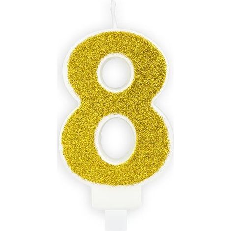 Candela numero 8, oro, 1 pz. (1/3)