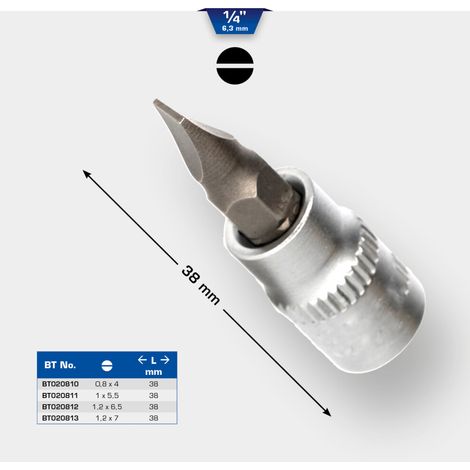 Brilliant Tools BT020813 1/4'' Schlitz Schraubendreher-Einsatz, 38mm, 1,2x7mm (1/5)