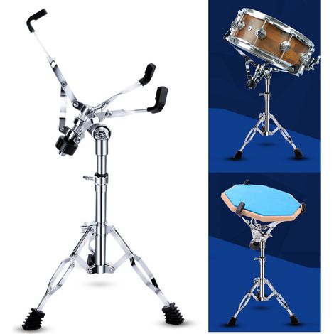 Support de caisse claire réglable en hauteur, trépied renforcé stable universel pour batterie, stand robuste pour tambour snare et caisse claire, pieds épais ajustables. (1/5)