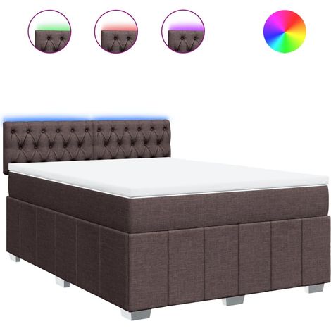 Maison Exclusive - Cama box spring con colchón tela marrón oscuro (1/5)