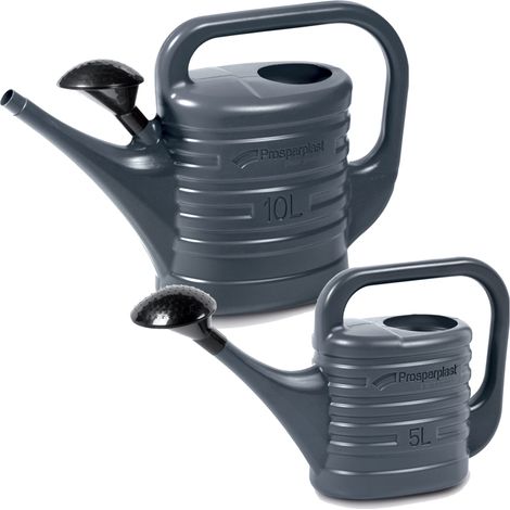 Prosperplast Gießkanne Set 1x 5L, 1x 10L mit Brausekopf, Anthrazit Kunststoff (1/3)