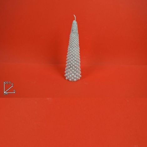 CANDELA CONICA PERLE SILVER