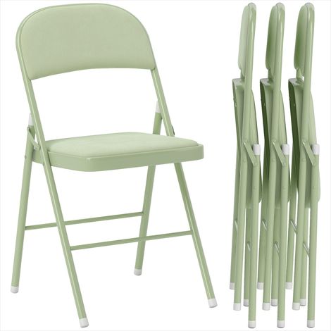 Banc de salle à manger Velours vert lot de 4 chaises pliantes (1/5)