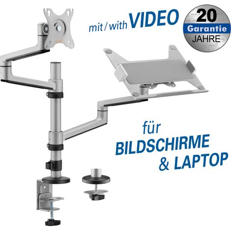 Full-motion desk bracket for flat screens & laptops for flat screens 17“ - 32“ (43 - 81 cm), for laptops: 11,6“ - 17,3“ (29,5 - 43,9 cm), loads up to: screen 8 kg, laptop 5 kg,&nbspheight adjustable