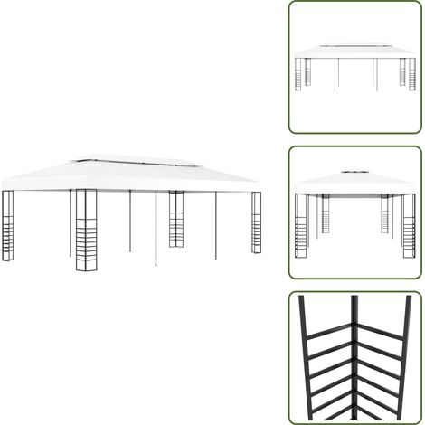 Tonnelle de jardin 6 x 3 m Blanc - Tente De Jardin - Tonnelle De Jardin - Abri Solaire - Gazebo - Parasol De Jardin (1/5)