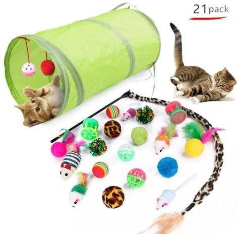 Jouets pour Chat Assortiments De Jouets pour Chat 21 Jouets pour Chat Teaser Jouet De Boule De Chat Tunnel Chat Jeu pour Chaton (1/4)
