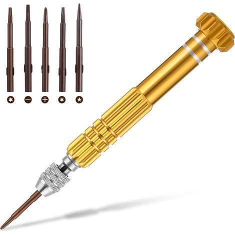 Jeu de mini tournevis, tournevis multifonctions 5 en 1 à fente et tournevis cruciforme de précision professionnel pour lunettes, lunettes de soleil, montre, bijoux, kit d'outils de réparation d'ordina (1/5)