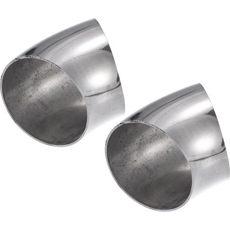 Coude Échappement 45 Degré 2 Pcs Universel Acier Inox Diamètre Ext.63mm, Longueur Arc Arrière 85mm, Épaisseur 1.5mm/16GA, Anti-Rouille, Bosses Pour Stabilité (1/5)