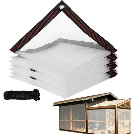 Bâche Transparente Imperméable Vinyle Rigide avec Œillets, Protection Universelle pour Poulailler, Patio, Pergola, Végétaux et Bivouac, Couverture Résistante aux Intempéries (5x5m) (1/5)