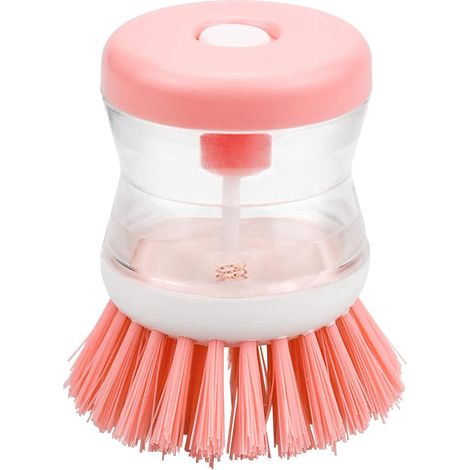 Brosse à vaisselle avec réservoir Outils de lavage et nettoyage cuisine casserole pour nettoyer l'évier Rose (1/5)