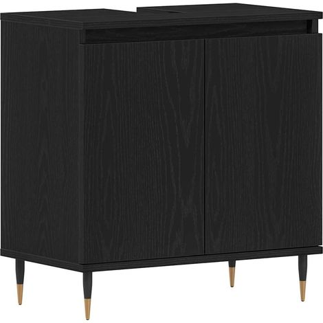 Maison Exclusive - Armadio per Lavabo da Bagno Rovere Nero 58 x 33 x 60 cm