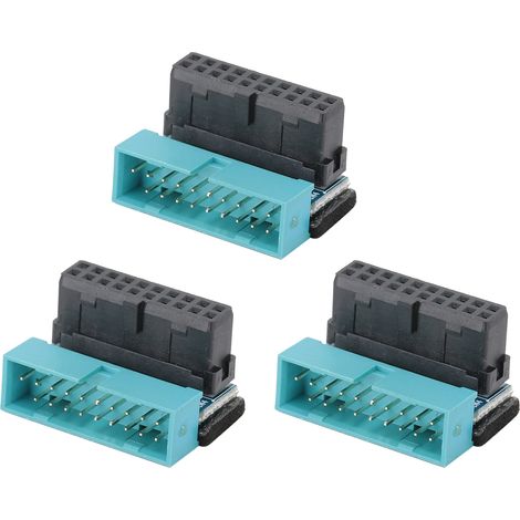 Adaptateur coudé à 90 degrés pour prise USB 3.0 19 broches de carte mère de bureau, connecteur USB à angle droit, encoche orientée vers l'extérieur. (1/5)