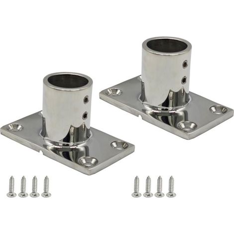 Lot de 2 bases rectangulaires de rampe de bateau en acier inoxydable 316 de qualité marine à 90 degrés pour tube de 25,8 mm (1/4)