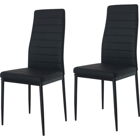 Hobag – Lot de 2 chaises de salle à manger en PU Noir – Hauteur d'assise 46,6 cm – Dimensions L48 x W40 x H99 cm – Design élégant