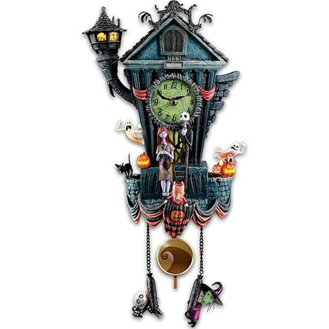 Gothic Fantasy Kuckucksuhr / Wanduhr im Tim Burton-Stil / Dunkle Festtagsdekoration / Perfekt für Halloween- und Weihnachtsfans (1 Stück) (1/5)