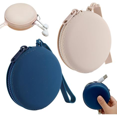 Mini étui de Rangement pour Casque, 2 pièces mini étui de rangement pour ecouteurs etui, étui de rangement rigide à fermeture éclair, pour écouteurs, écouteurs, clés, câbles de données (1/5)