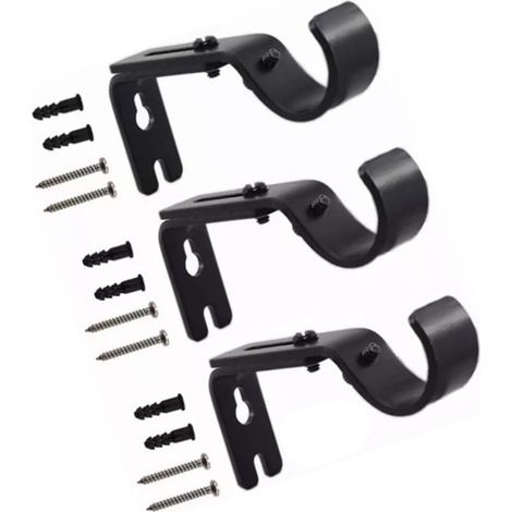 3 PCS supports de tringle à rideau réglables en fer, crochets muraux noirs (1/5)