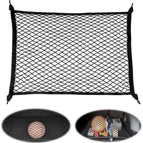 Filet de Rangement Coffre de Voiture 80x60cm Extensible 160x120cm Filet de Rangement pour Bagages Filet Rangement avec 4 Crochets (1/4)