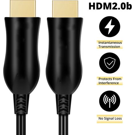 Câble HDMI Fibre Optique 4K 60Hz 15m pour Moniteur PC et Téléviseur Ultra HD (1/5)