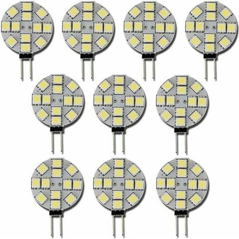 10x G4 DC 12V nicht dimmbare LED-Lampen, Weiß 6000K, Ersatz für 20W Halogenlampen für Küche und Wohnmobil