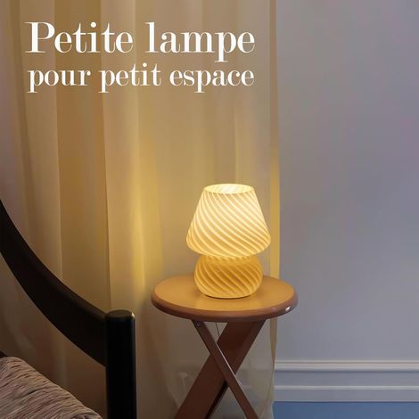 RHG Lampe champignon, petite lampe de chevet - lampe de table en verre translucide (1/5)