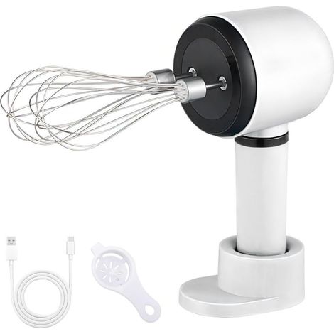 Batidora de mano inalámbrica JSSEVN, 3 velocidades, doble cabezal, batidora eléctrica con soporte y separador, batidora de mano de acero inoxidable. (1/5)