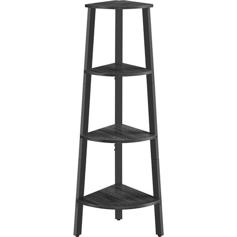 VASAGLE Étagère d'Angle, Bibliothèque 4 Niveaux, Étagère Échelle, Meuble de Rangement, Porte-plante pour Salon, Style Industriel, avec Cadre en Acier, Gris Anthracite et Noir Mat (1/5)