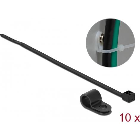 Delock Abrazadera de montaje de 9,5 mm con sujetacables LA 200 x AN 4,8 mm negro