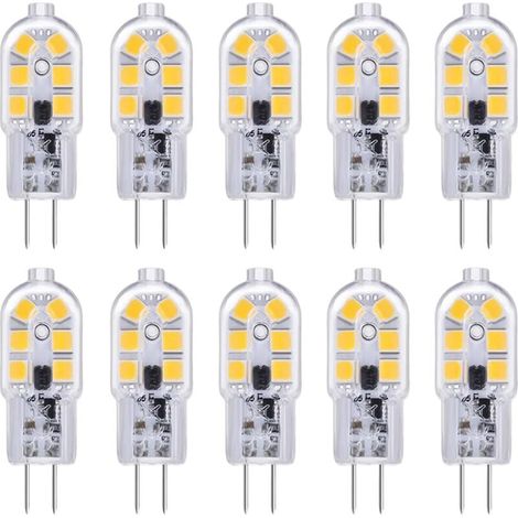 Ampoule LED G4 pour hotte aspirante 12 V 2 W Blanc froid 6000 K, 200 lm, équivalent halogène G4 bi-broches, 12 V AC/DC, lampe LED G4 pour camping-car/hotte de cuisine, non variable, lot de 10 [Classe (1/4)