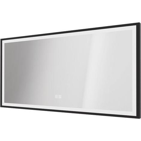 Ondee – Miroir lumineux de salle de bain 120 x 60 cm – Cadre aluminium noir – Éclairage LED ajustable – Option antibuée – Norme IP44