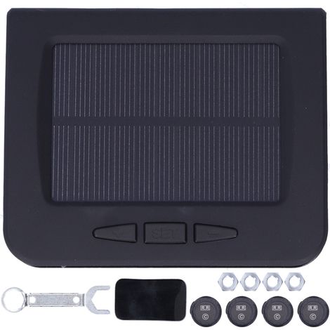 Système de surveillance de la pression des pneus à énergie solaire pour voitures, avec batterie et capteur intégrés, livré avec une pile bouton. (1/5)