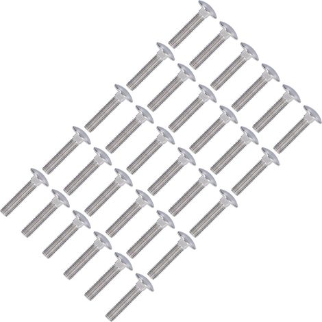 30 Pièces Vis à Tête Ronde Bombée Inox A2-70, Tige Carrée M10x45 pour Équipements Industriels