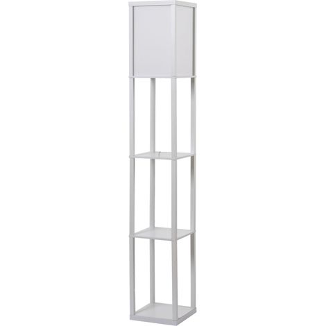 Stehlampe mit 3 integrierten Ablagen, E27-Fassung, 40 W, modernes MDF-Design, 26 x 26 x 160 cm, weiß