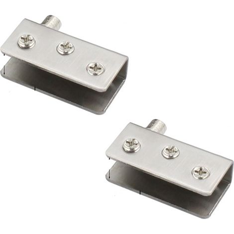 2 Stück 52 x 16 mm rahmenloses Glastürscharnier Edelstahl-Glastürscharnier Glasclip (1/3)