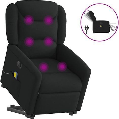 Elektrischer Massagesessel mit Aufstehhilfe Schwarz Stoff