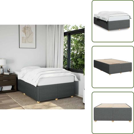 Letto in tessuto - vidaXL Giroletto senza Materasso Grigio Scuro 120x190 cm in Tessuto - Letto con piedi in legno