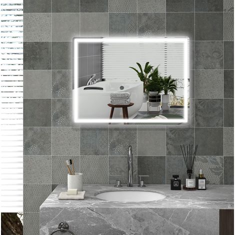 Specchio LED da bagno rettangolare 80 x 60 cm, dimmerabile, antiappannamento, touch HAVRYA (1/4)
