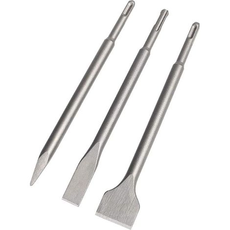 Burins, Set 3 (22-25CM Ciseau, Ciseau étroit,) pour Perceuses légères et Marteaux à percussion Travail standard dans le Béton/Bloc de construction (1/5)