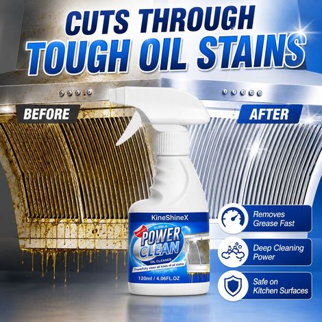 KineShineX Powerful Cleaner Spray for Kitchens, Removing Heavy Oil Stains, Range Hoods, Stove Tops, Tiles, and Sinks Multi-purpose. (1/4)