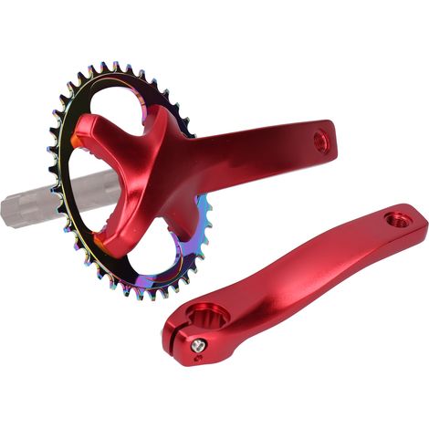 ZK-22 Kurbelgarnitur für Fahrräder, Aluminiumlegierung, 38 Zähne, Singlespeed, Kettenblattzubehör, rot (1/5)