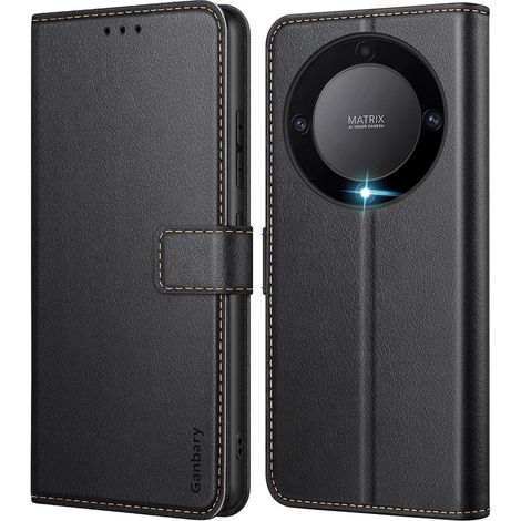 Klapphülle für Honor Magic5 Lite 5G mit Kartenfächern, Standfunktion und Magnetverschluss, Schwarz (1/5)