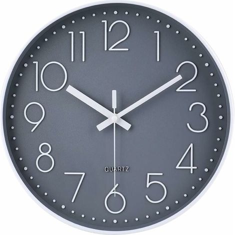 royaluxe - Moderne Horloge Murale silencieuse et sans tic-tac,Horloge Murale Mute Silencieuse Pendule Murale pour La Chambre Cuisine Salon - Gris-30 CM (1/5)