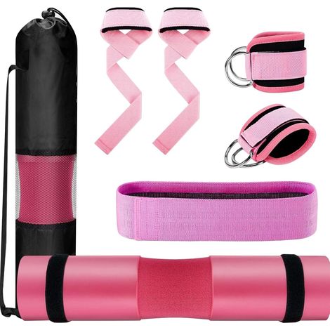 Ensemble d'accessoires de gym multifonctionnels pour pont de hanche, squats, fentes avec coussinet de cheville, bande de traction, boucle de résistance, accessoires de fitness renforcés (1/5)